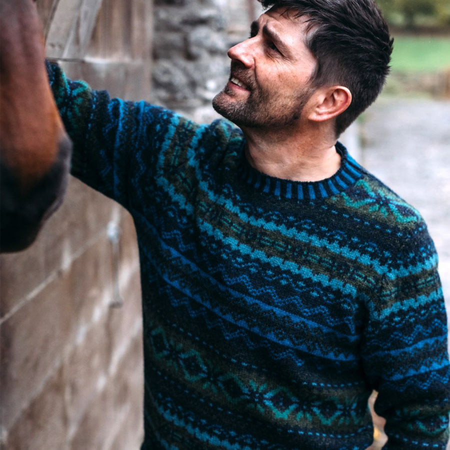 ERIBÉ wollen trui shetland wol supersoft BRODIE KINGFISHER