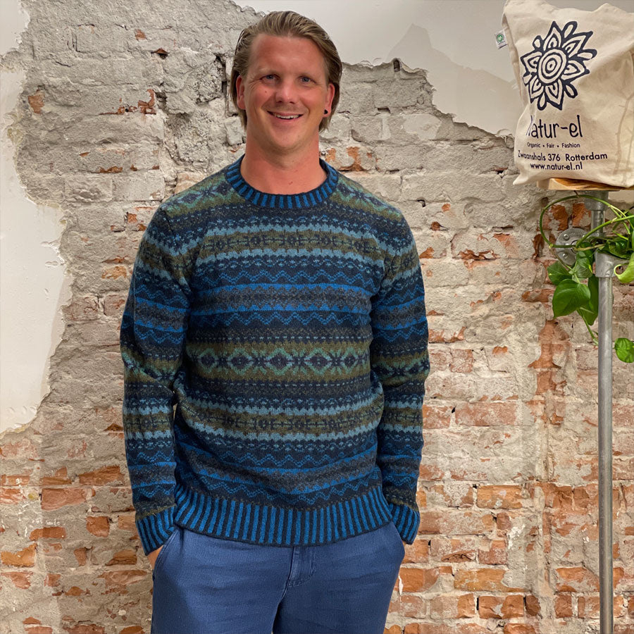 ERIBÉ wollen trui shetland wol supersoft BRODIE KINGFISHER
