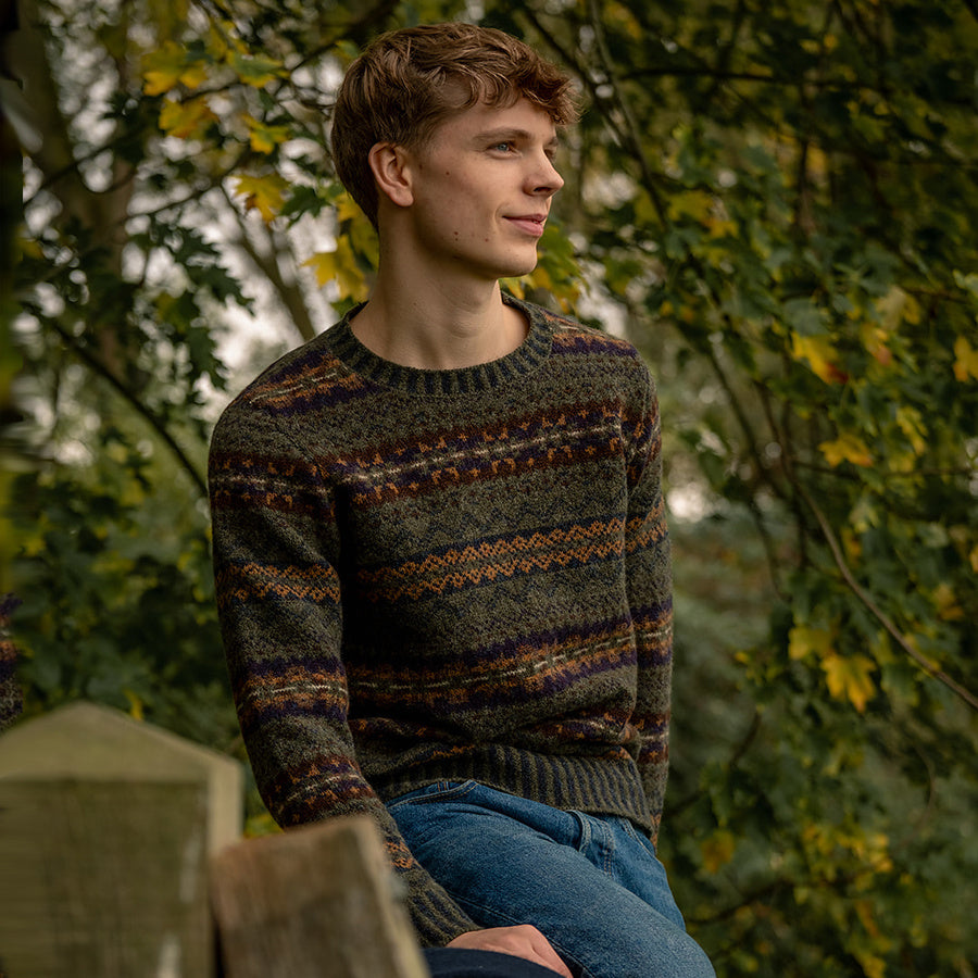 ERIBÉ wollen trui shetland wol supersoft BRODIE WOODLAND