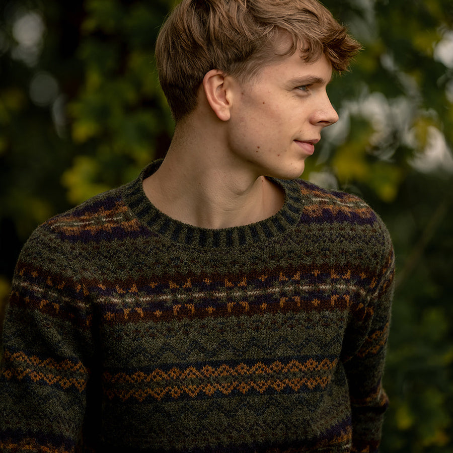 ERIBÉ wollen trui shetland wol supersoft BRODIE WOODLAND