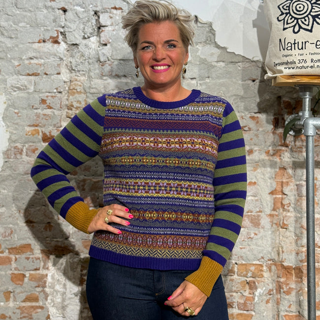 ERIBE wollen trui STOBO MULBERRY FAIRISLE reversible