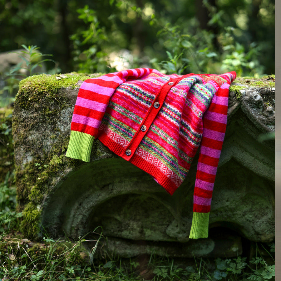 ERIBÉ lamswollen v-hals vest STOBO ROSA