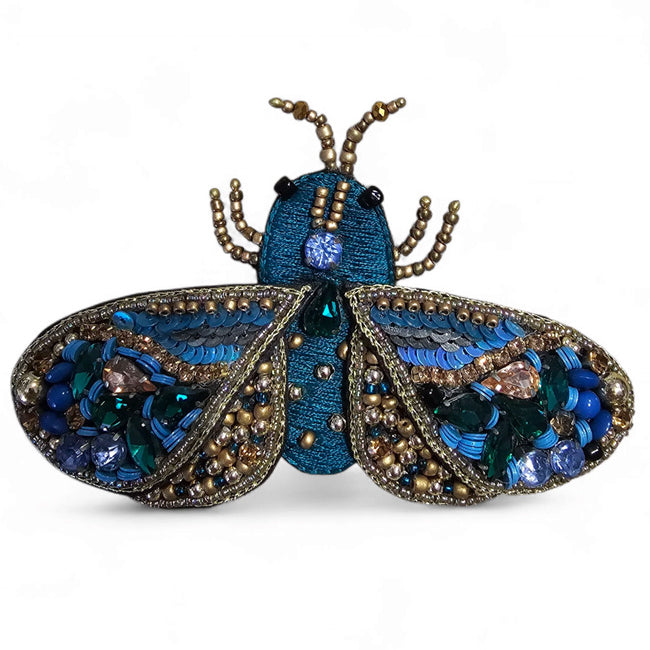 FAIRTRADE broche BEETLE met pailetten en kralen