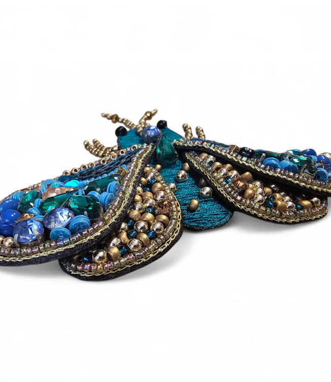FAIRTRADE broche BEETLE met pailetten en kralen