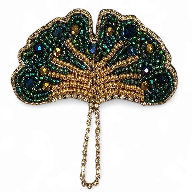 FAIRTRADE broche GINKO met pailetten en kralen
