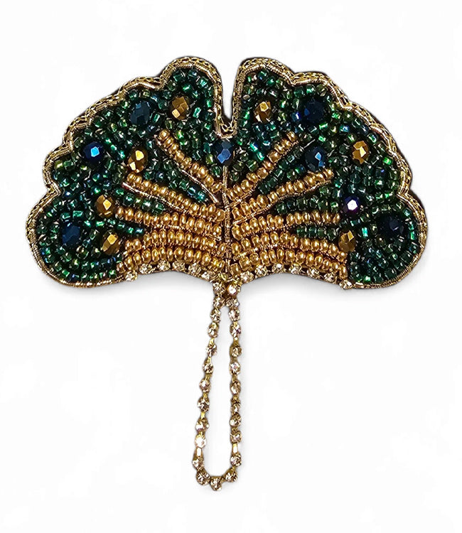 FAIRTRADE broche GINKO met pailetten en kralen