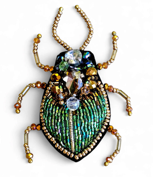 FAIRTRADE broche KEVER GROEN met pailetten en kralen