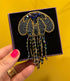 FAIRTRADE broche OCTOPUS BLACK met pailetten en kralen