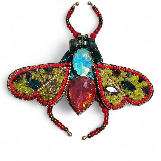 FAIRTRADE broche VUURVLIEG met pailetten en kralen