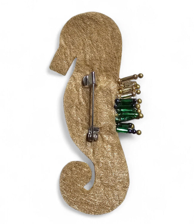FAIRTRADE broche ZEEPAARDJE met pailetten en kralen