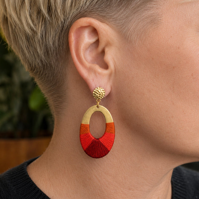 FAIRTRADE Oorbellen met gekleurd draad MALAIKA SUNSET messing