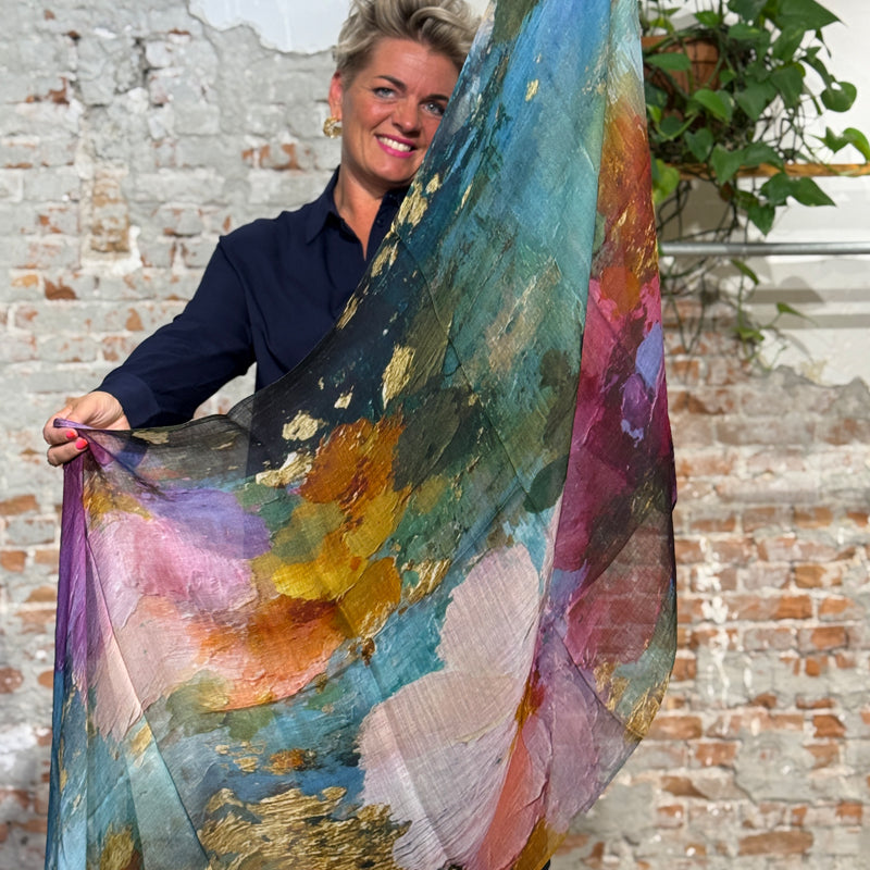 FAIRTRADE Seidenschal mit Print POPPY FLOWER aus reiner Seide