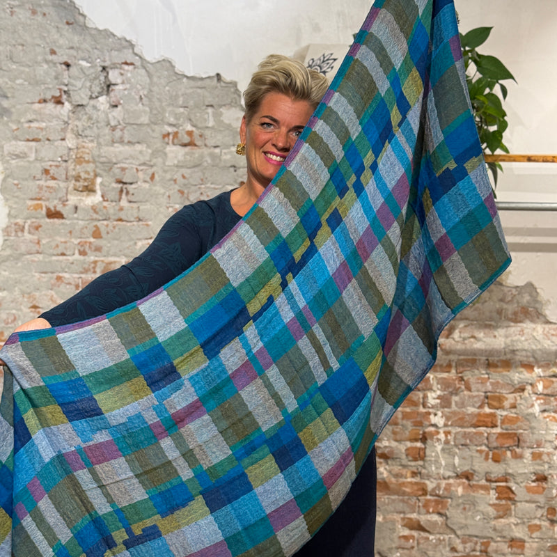 Pure wool scarf BLUE STRIPES made of pure merino wool ZOHRA HILL