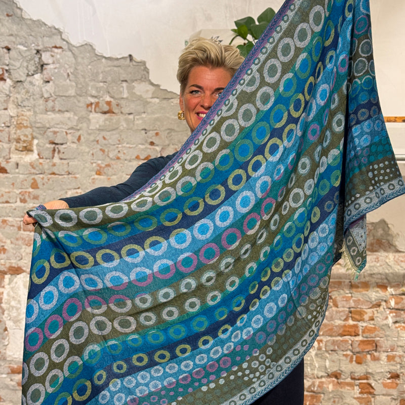 Pure wool scarf BLUE DOTS made of pure merino wool ZOHRA HILL