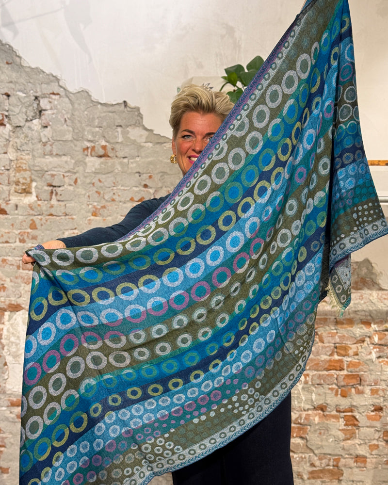 Pure wool scarf BLUE DOTS made of pure merino wool ZOHRA HILL
