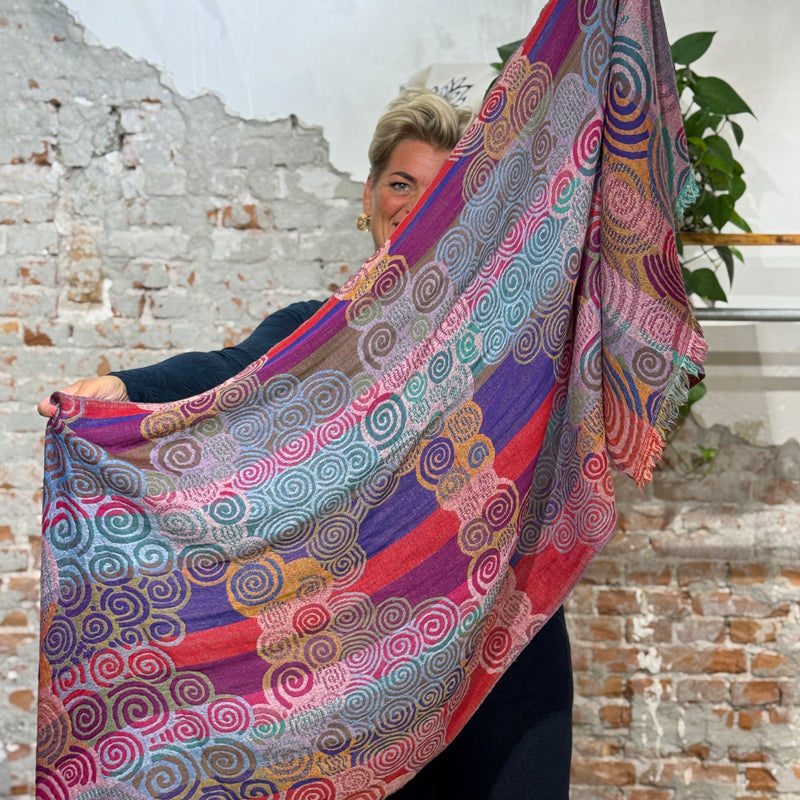 Pure wool scarf SPIRAL MULTI made of pure merino wool by ZOHRA HILL