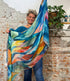 FAIRTRADE zijden sjaal met print FEATHER van pure zijde