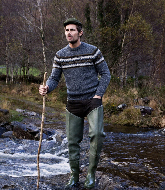 FISHERMAN Wollen trui RAOUL NAVY FAIRISLE pure merino