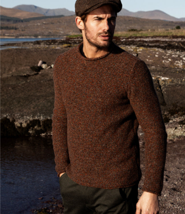 Wollen trui TED CHESTNUT van merino en cashmere FISHERMAN