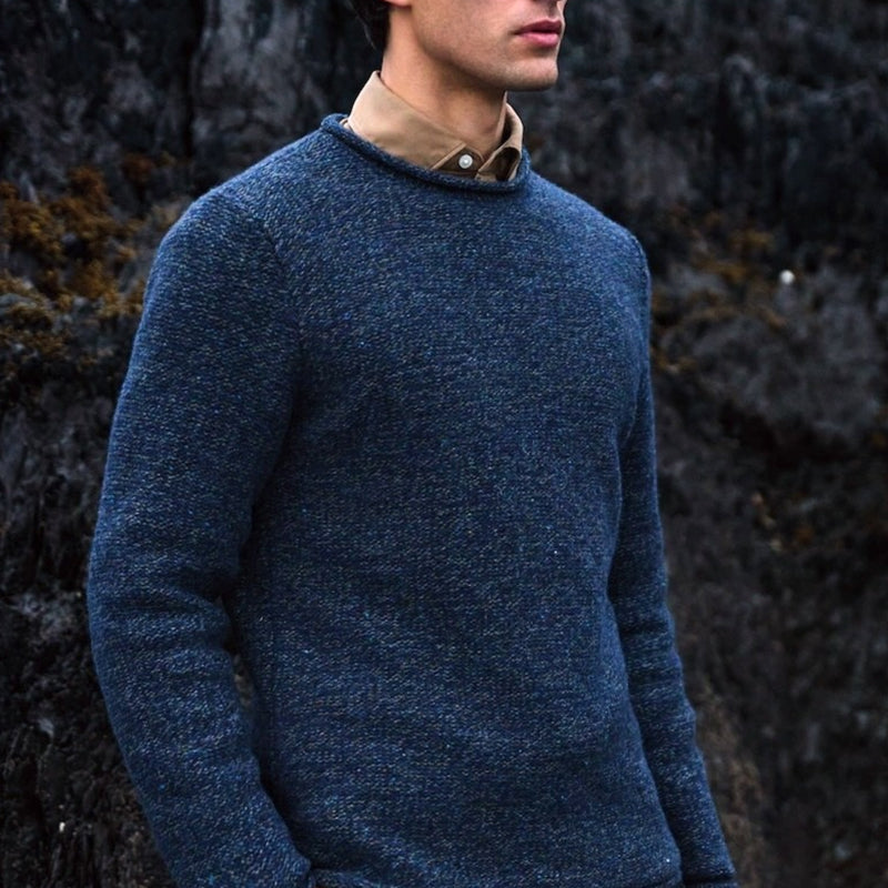 Wollen trui TED BLUE BARK van merino en cashmere FISHERMAN