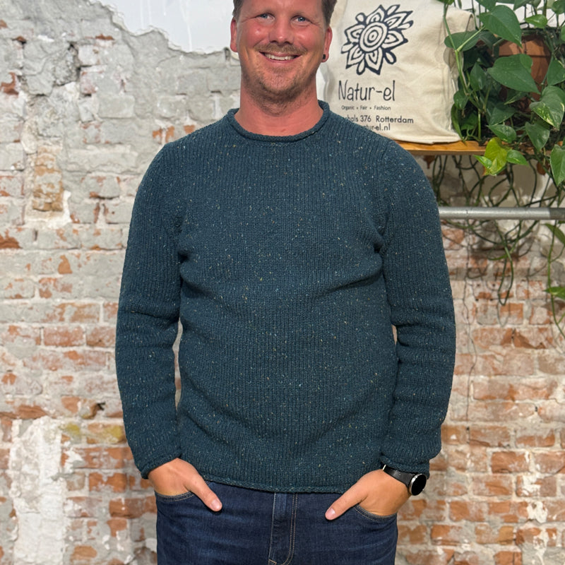 FISHERMAN wool sweater in pure merino JOEP SCOTS PINE
