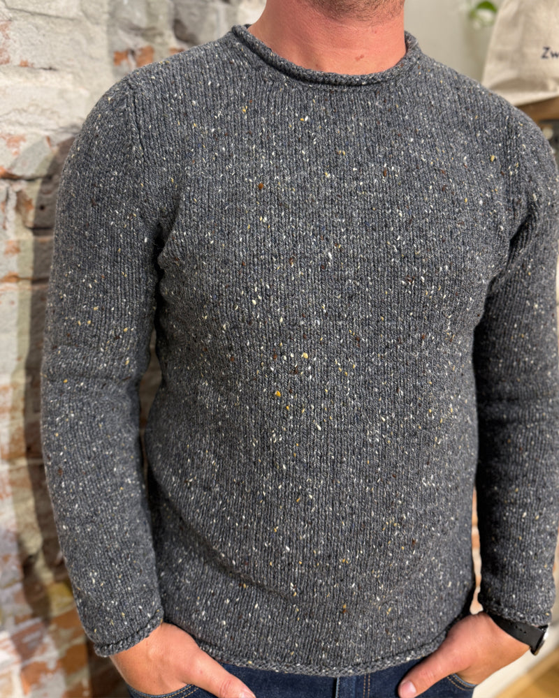 FISHERMAN wollen trui van pure merino JOEP STEEL WOOL