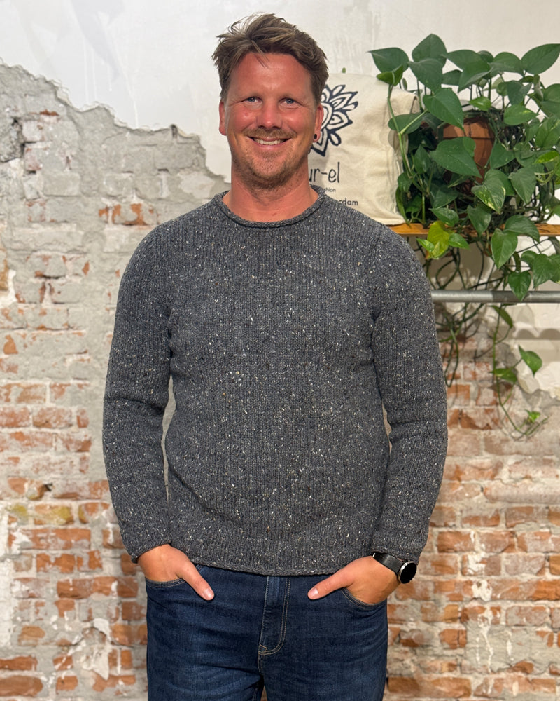 FISHERMAN wollen trui van pure merino JOEP STEEL WOOL