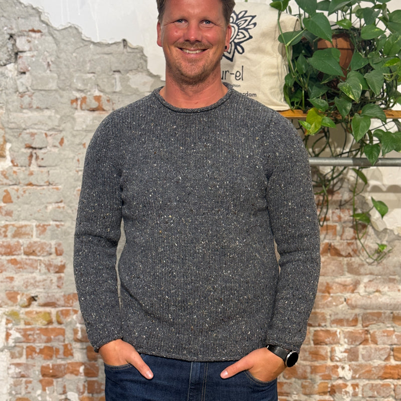 FISHERMAN pure merino wool sweater JOEP STEEL WOOL