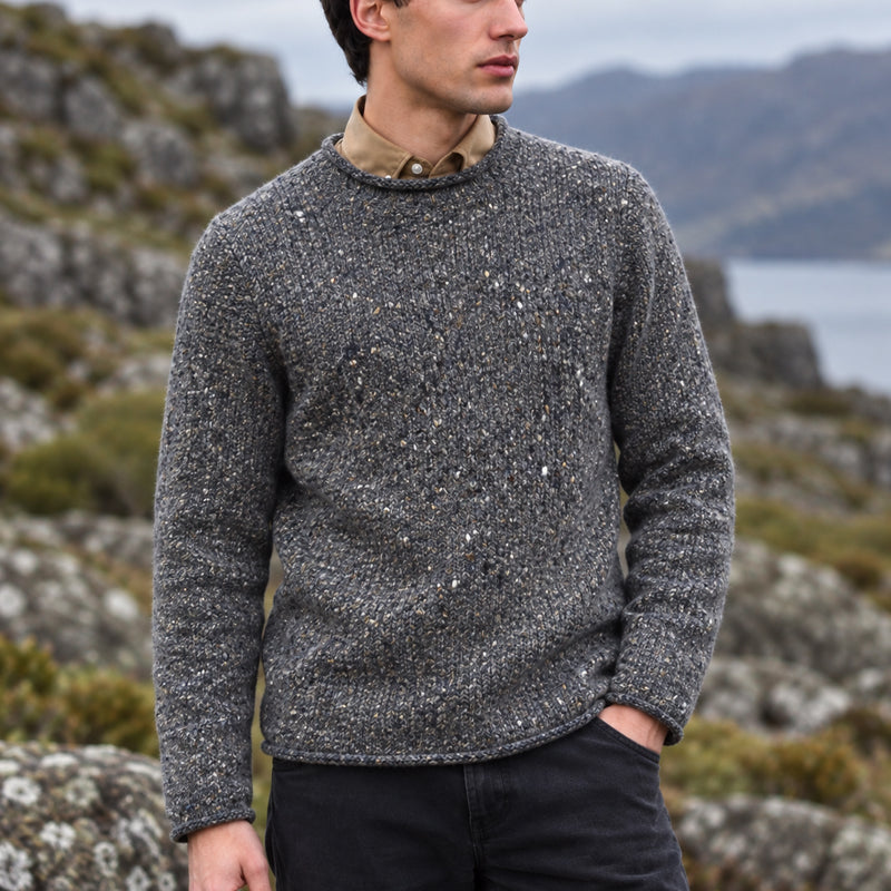 FISHERMAN wollen trui van pure merino JOEP STEEL WOOL