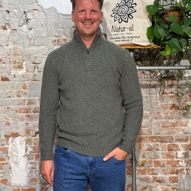 FISHERMAN Woolen fisherman's sweater with zipper BAS FIELD lambswool