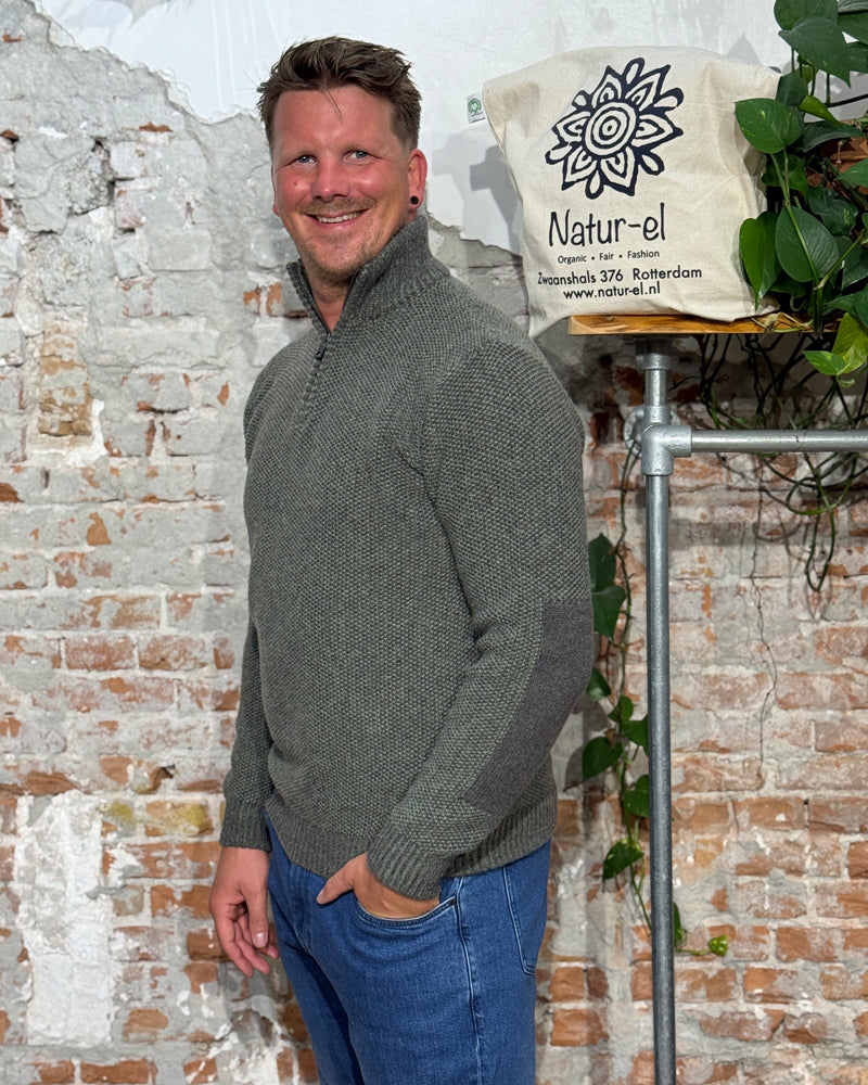 FISHERMAN Woolen fisherman's sweater with zipper BAS FIELD lambswool
