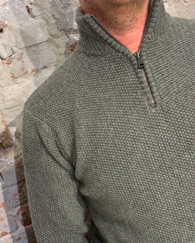 FISHERMAN Woolen fisherman's sweater with zipper BAS FIELD lambswool