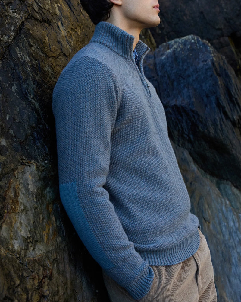 FISHERMAN Wollen schipperstrui met rits BAS SEAFOG lamswol