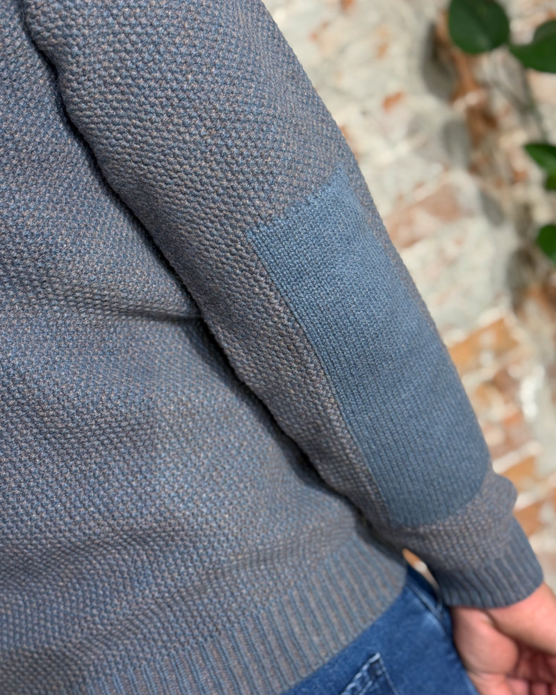 FISHERMAN Wool fisherman's sweater with zipper BAS SEAFOG lambswool