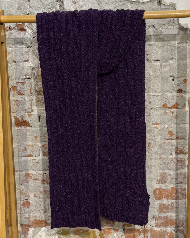 Wollen shawl met kabelpatroon ZWARTE BES unisex FISHERMAN