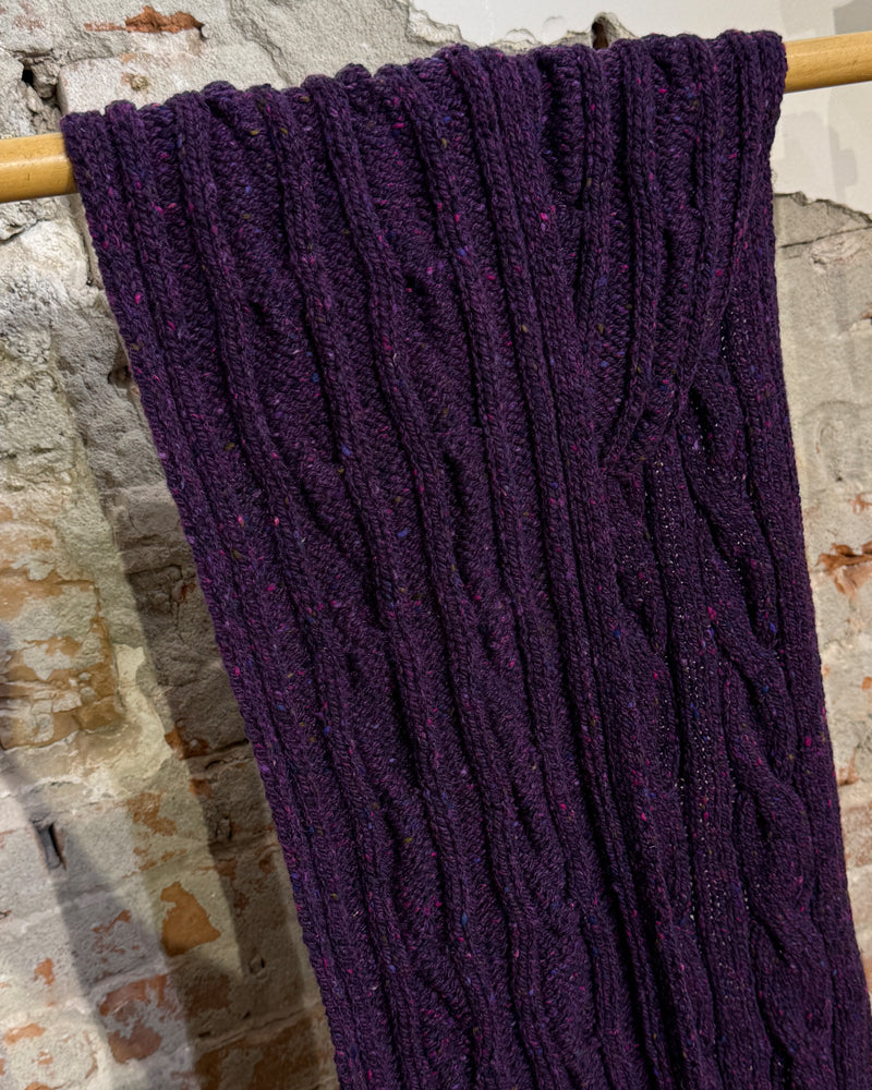 Wollen shawl met kabelpatroon ZWARTE BES unisex FISHERMAN