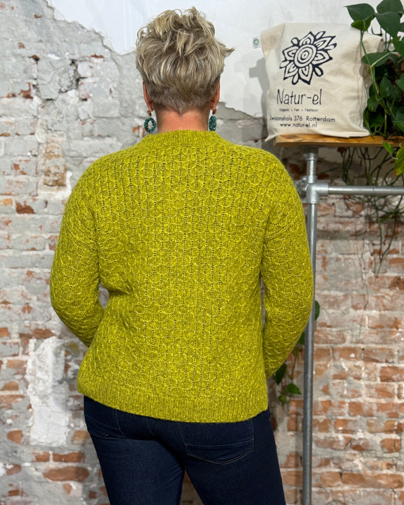 FISHERMAN wollen kabel trui ANNAH HONEYCOMB apple