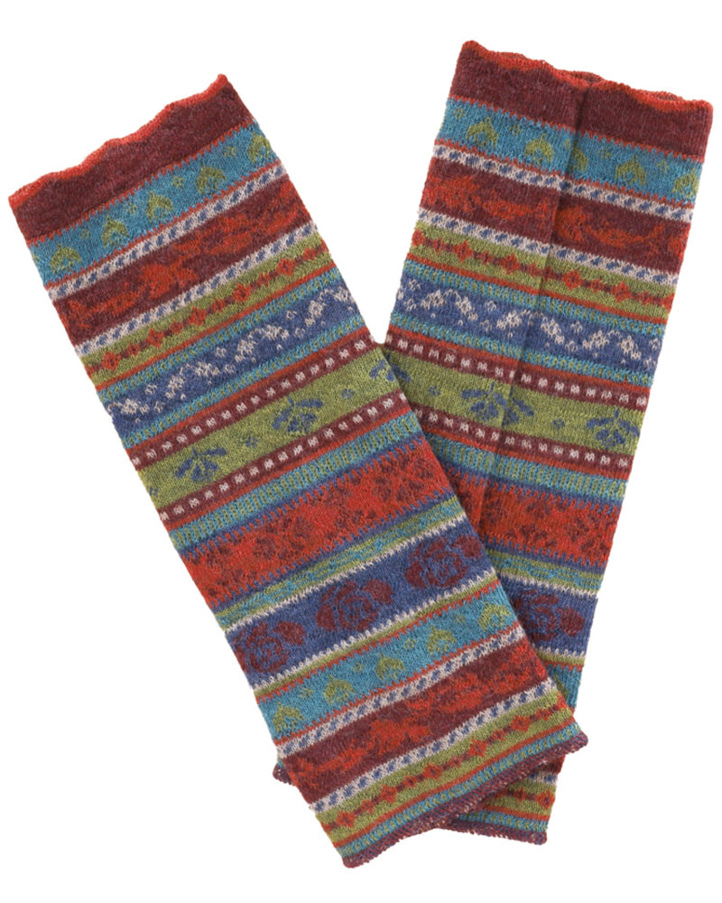 FLOMAX Beenwarmers 100% biologische wol TANJA BURGUNDY STRIPES
