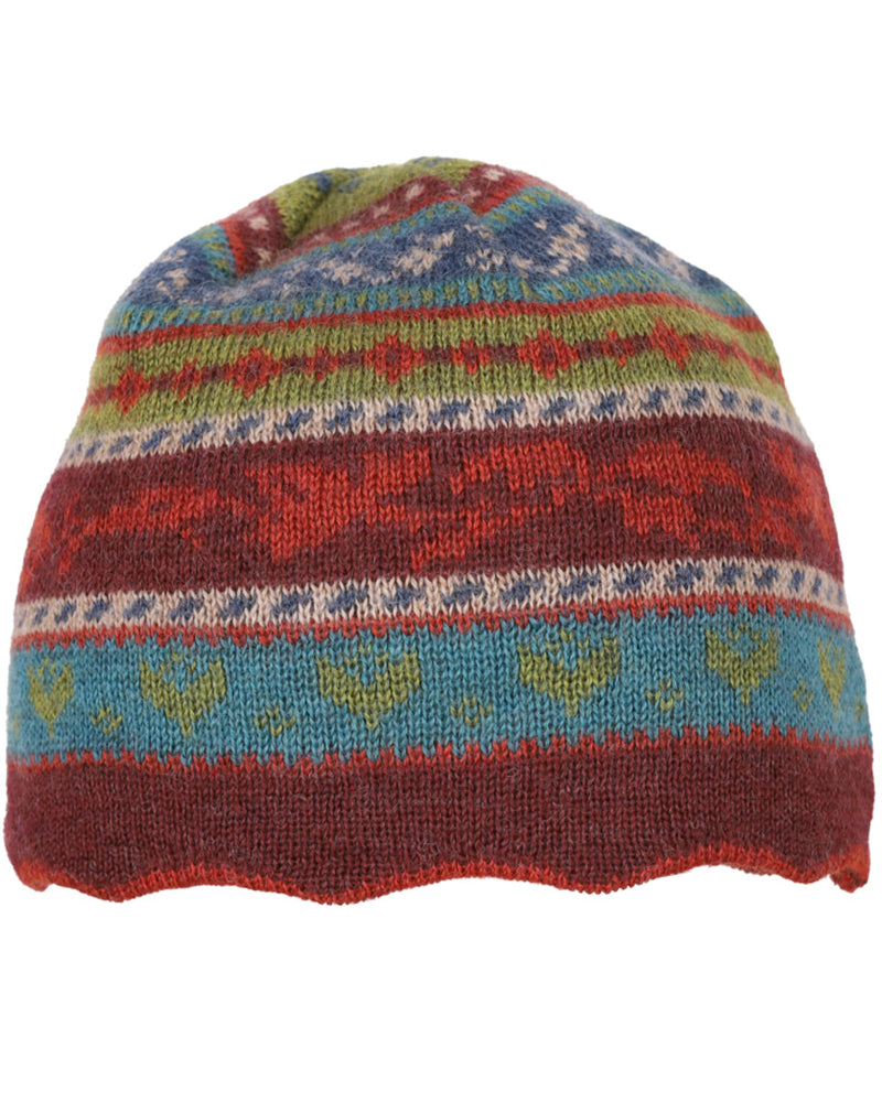 FLOMAX muts 100% biologische wol FAMKE BURGUNDY STRIPES