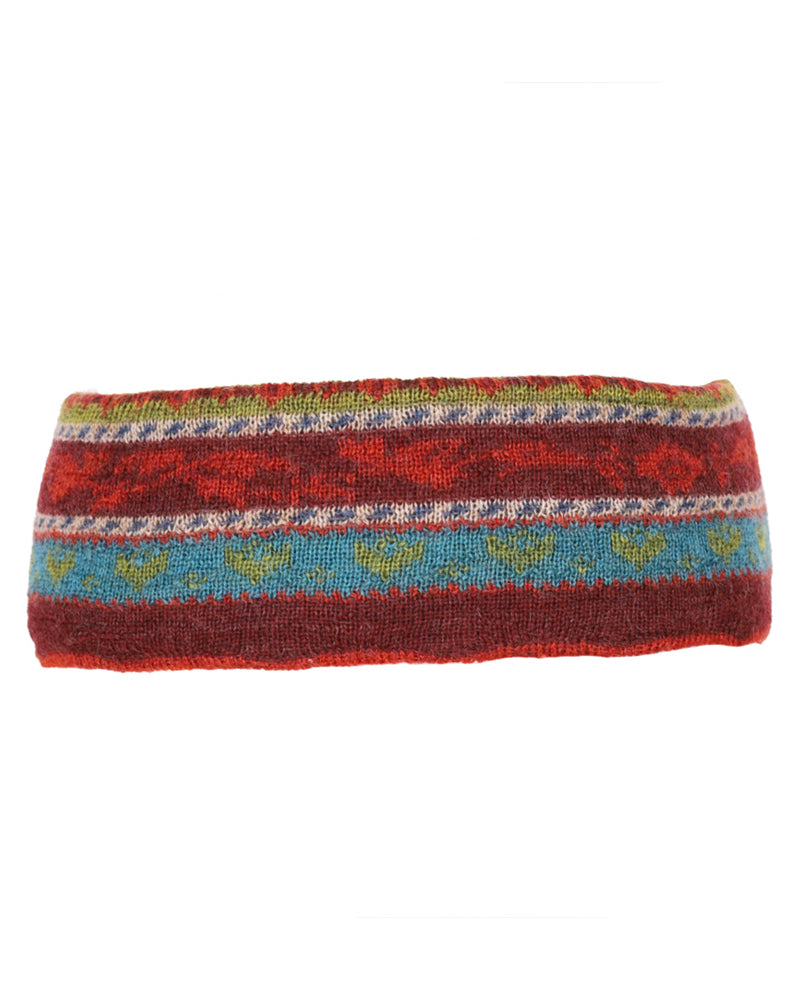FLOMAX Oorwarmers 100% biologische wol NISA BURGUNDY STRIPES