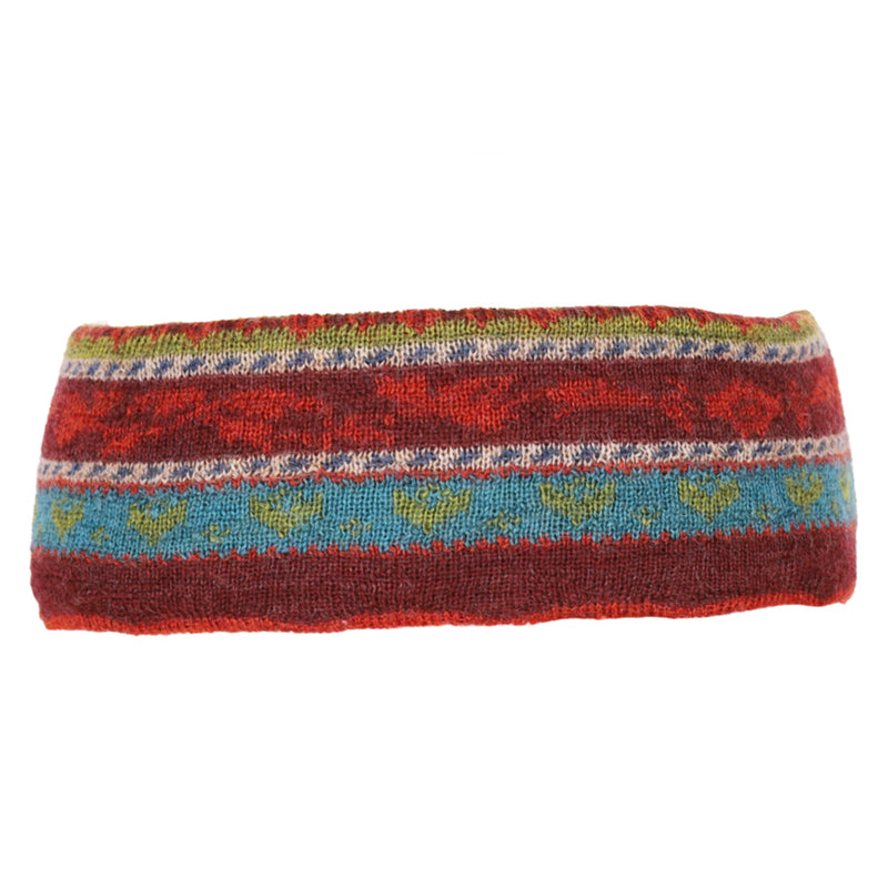 FLOMAX Ear warmers 100% organic wool NISA BURGUNDY STRIPES
