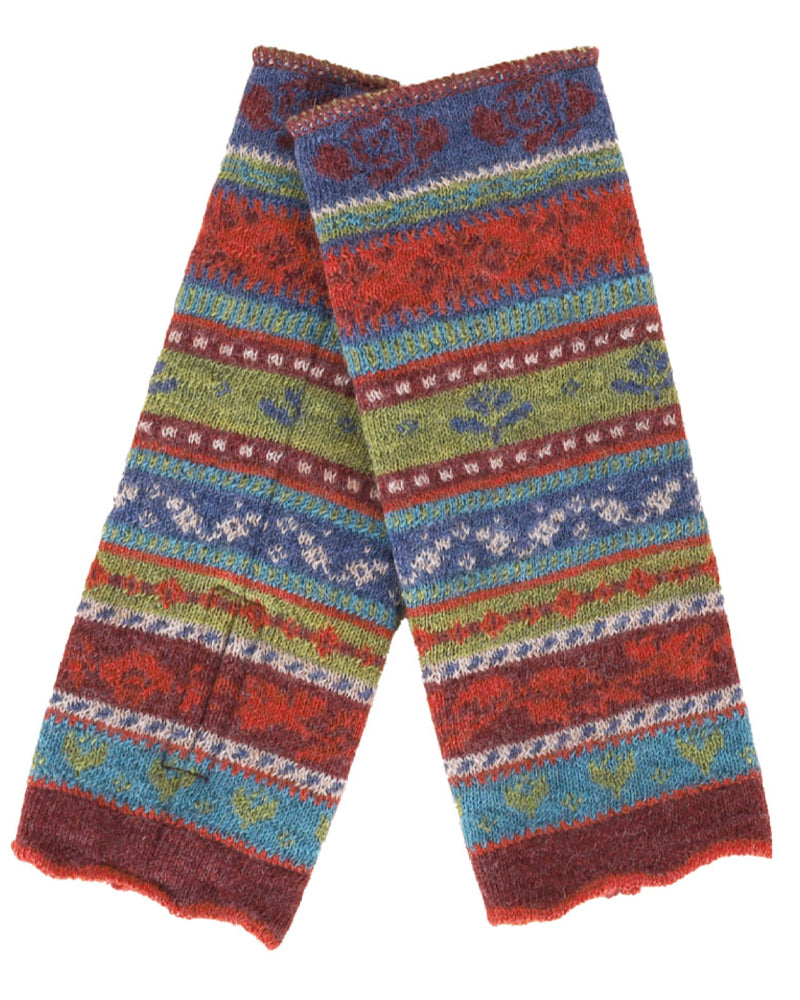 FLOMAX Polswarmers 100% biologische wol LISA BURGUNDY STRIPES