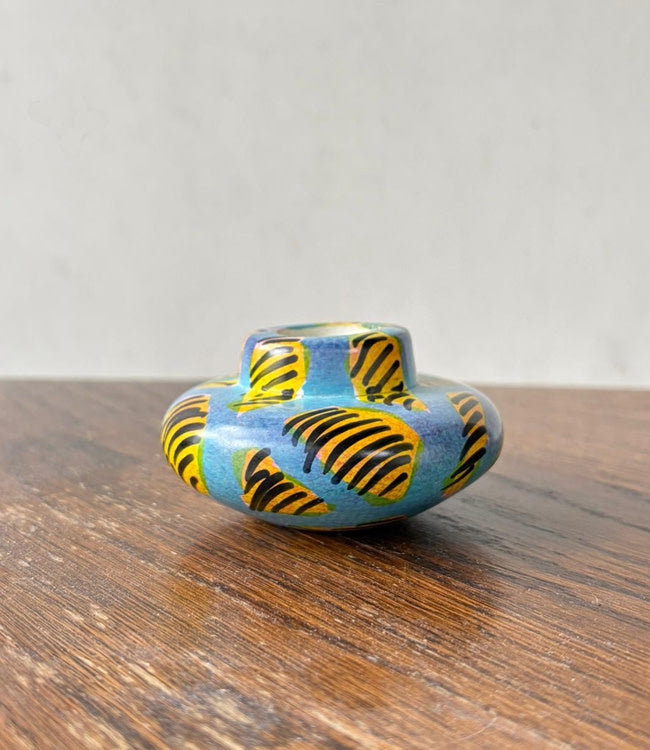 FAIRTRADE gekleurde kaarsen houder van speksteen YELLOW BLUE