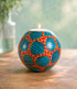 FAIRTRADE gekleurde waxinelichthouder van speksteen TURQUOISE ORANGE