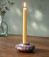 FAIRTRADE gekleurde kaarsen houder van speksteen AQUA PINK DOTS