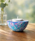 FAIRTRADE gekleurde waxinelichhouder van speksteen AQUA BLUE