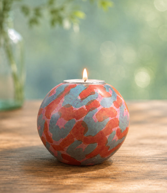 FAIRTRADE gekleurde waxinelichthouder van speksteen WILD PINK