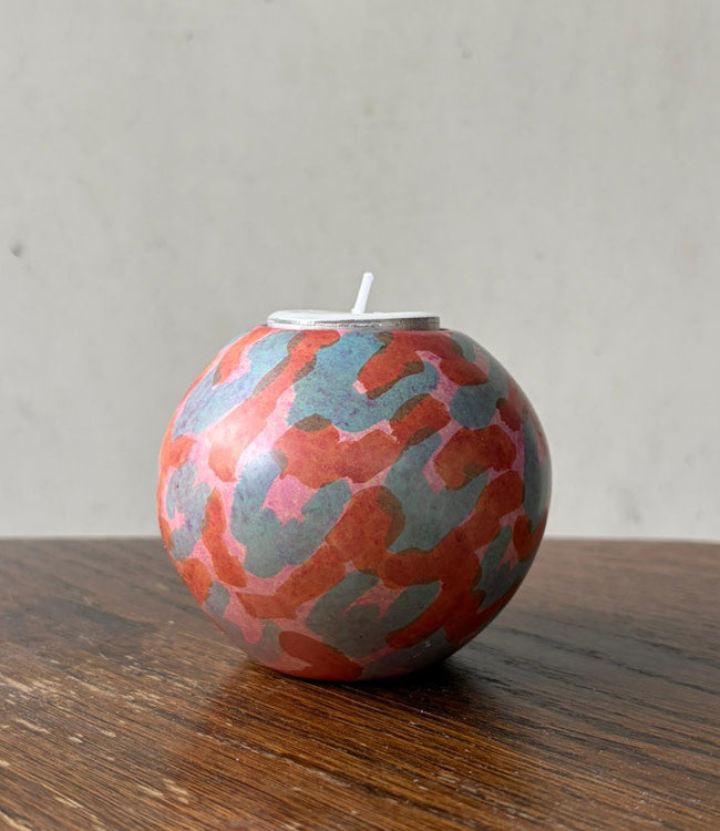 FAIRTRADE gekleurde waxinelichthouder van speksteen WILD PINK