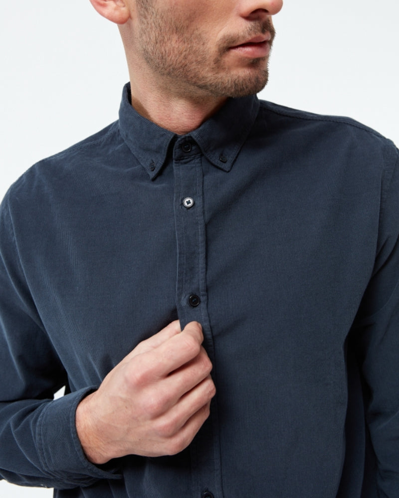 GIVN corduroy overhemd FABIAN BLUE biologisch katoen