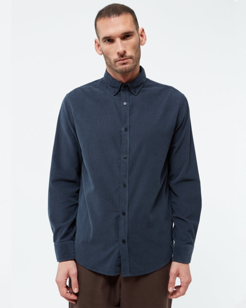 GIVN corduroy overhemd FABIAN BLUE biologisch katoen